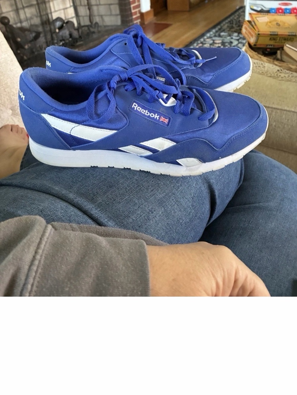 Reebok Men’s Blue and White Casual Running Sneakers